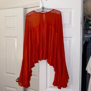 Free People Flared / Slight Cropped Long Sleeve Blouse